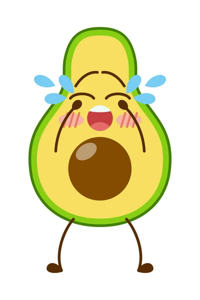 Avocado Zeichentrickfigur Maskottchen Design Der Illustration Niedliche Avocado Cartoon Aufkleber — Stockvektor