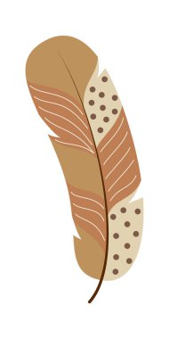 Boho Feather Flat Design Clipart. Desen, dekorasyon, planlayıcı çıkartması vs. için Boho Feather tasarım ögesi.