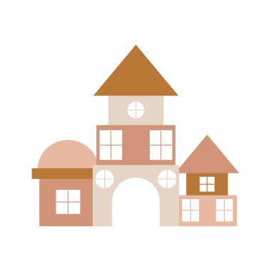 Boho stili Bebek Yuvası 'nın Şirin Clipart İllüstrasyonu. Çocuk odasının duvarlarını süslemek için komik bir vektör çizimi. Boho tarzında moda tasarımı.