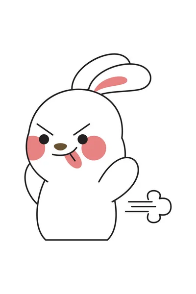 Χαριτωμένο Bunny Sticker Εικονογράφηση Κινουμένων Σχεδίων Απομονώνονται Λευκό Φόντο Kawaii — Διανυσματικό Αρχείο