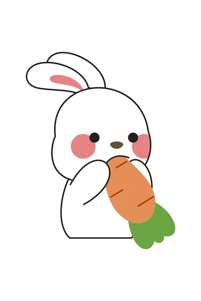 Χαριτωμένο Bunny Sticker Εικονογράφηση Κινουμένων Σχεδίων Απομονώνονται Λευκό Φόντο Kawaii — Διανυσματικό Αρχείο