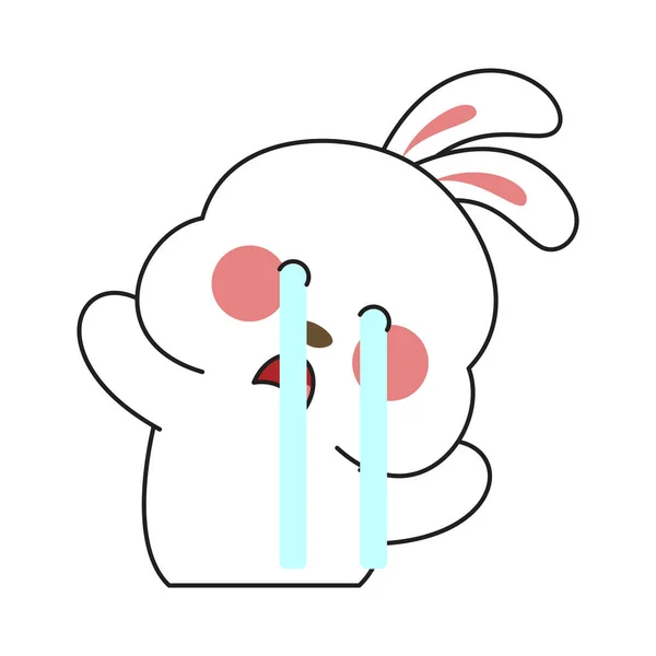 可爱的兔子贴画卡通画在白色背景上孤立 Kawaii可爱卡通人物设计 — 图库矢量图片