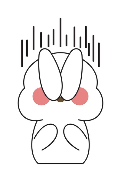 Söt Kanin Klistermärke Tecknad Illustration Isolerad Vit Bakgrund Kawaii Söt — Stock vektor