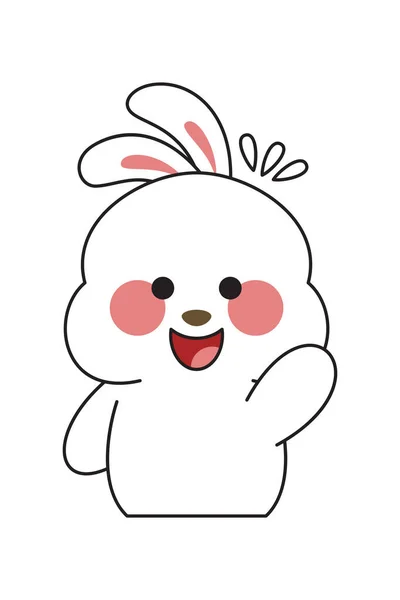 Carino Coniglietto Adesivo Cartone Animato Illustrazione Isolato Sfondo Bianco Kawaii — Vettoriale Stock