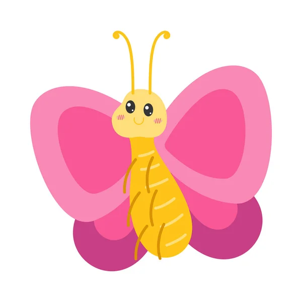 귀여운 곤충들은 얼굴의 삽화를 귀여운 벌레와 캐릭터 비행기를 다니며 기어다니는 — 스톡 벡터