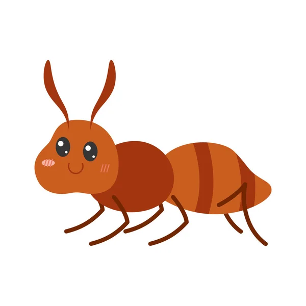 Söta Tecknade Insekter Med Vänliga Ansikten Illustration Söta Kryp Och — Stock vektor