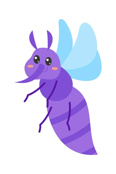 Söta Tecknade Insekter Med Vänliga Ansikten Illustration Söta Kryp Och — Stock vektor