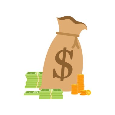 Amerikan Doları 'nın vektör illüstrasyonu. Dolar para nakit ikonu, yazar kasa, para ödeme, dolar işareti.