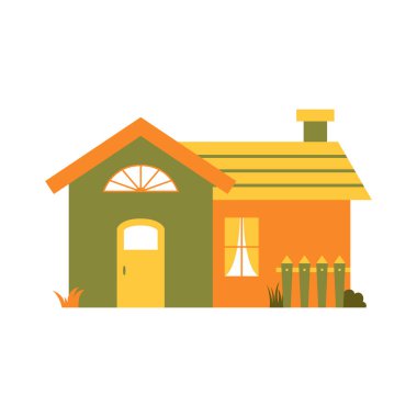 Şirin Carton Evi Vektör İllüstrasyonu. Beyaz arka planda izole edilmiş aile ikonu. Resmedilmiş evleri olan mahalle.