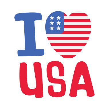 4 Temmuz elementi izole edilmiş beyaz arka planda. Mavi 4 Temmuz, ABD Bağımsızlık Günü element tasarımı vatansever unsurlarla