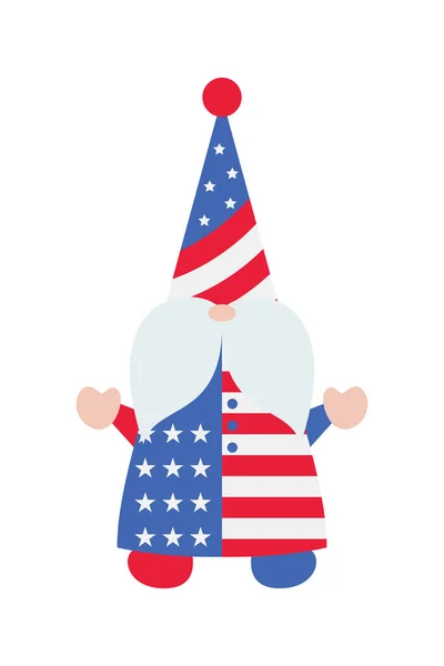 Hazafias Törpék Illusztrációja Vicces Törpék Amerikai Függetlenség Napja Jelmezkarneválon Július — Stock Vector