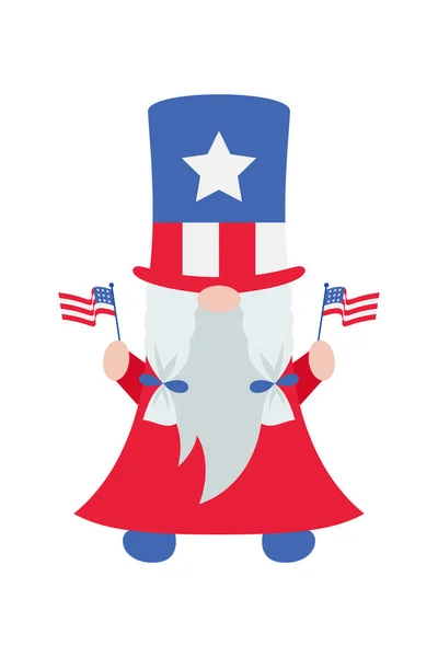 Hazafias Törpék Illusztrációja Vicces Törpék Amerikai Függetlenség Napja Jelmezkarneválon Július — Stock Vector