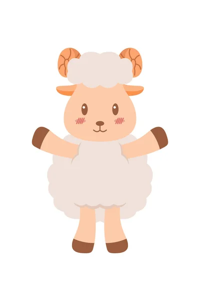 Χαριτωμένο Πρόβατο Μασκότ Κινούμενο Σχέδιο Χαριτωμένο Χαρακτήρα Των Ζώων Για — Διανυσματικό Αρχείο