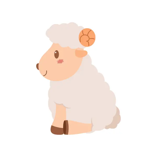 Χαριτωμένο Πρόβατο Μασκότ Κινούμενο Σχέδιο Χαριτωμένο Χαρακτήρα Των Ζώων Για — Διανυσματικό Αρχείο