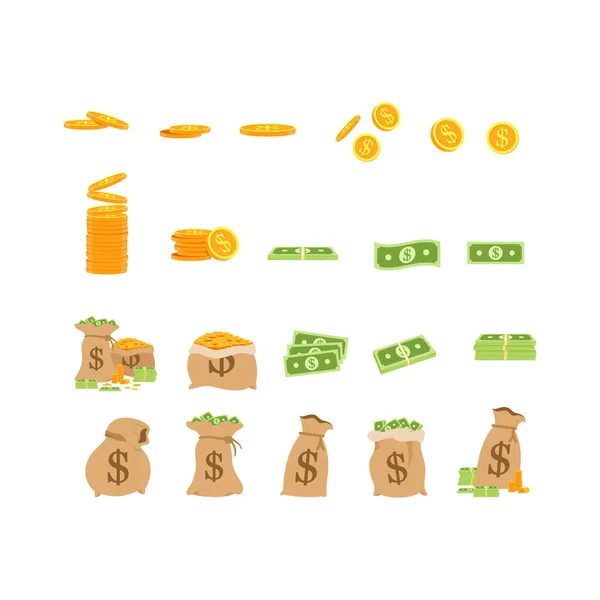 Vektorová Ilustrace Americké Dolarové Měny Dolar Peníze Hotovost Ikona Pokladna — Stockový vektor