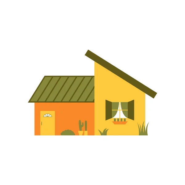 Leuke Carton House Vector Illustratie Het Icoon Van Het Familiehuis — Stockvector