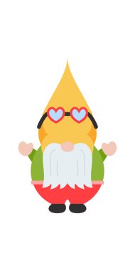 Tatlı Yaz Cüceleri. Beyazın üstünde şirin cüceler olan yaz plaj partisi. Sörf Gnome Karakteri, Çizgi Film İllüstrasyonu.