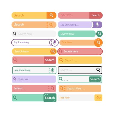 UI, tasarım ve web sitesi için Arama Çubuğu. Adres ve gezinme çubuğu simgesini ara. Web siteleri ve Uygulamalar için şablonlar