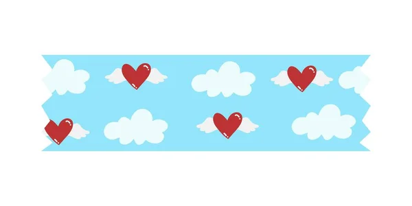 Cute Valentines Day Washi Tape Strips Stickers Stationary Scrapbooking Set — Stock Vector