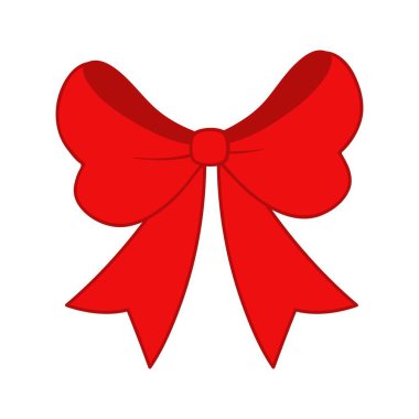 Kurdele yayı klipsli tasarımı. Sevgililer Günü ya da süslü bant yayları. Çizgi film unsurları hediye, kutlama ve tebrik içindir. Beyaz arkaplan vektör çiziminde izole