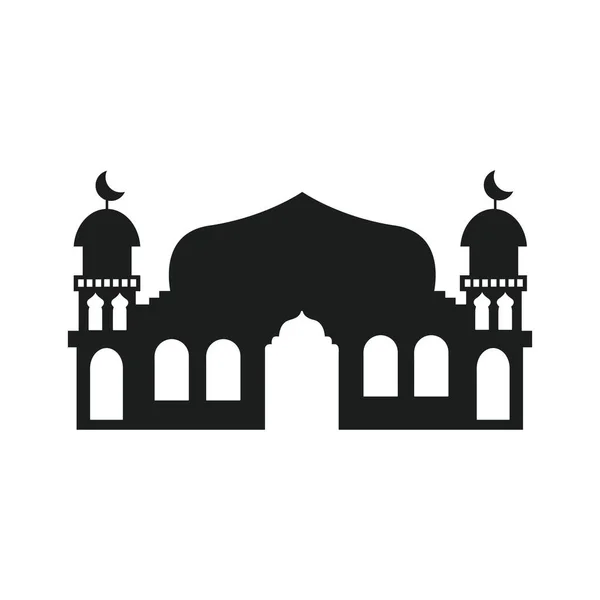 Mosque Silhouette Ramadhan Kareem Mosque Masjid Monochrome Icons White Background — Stock Vector