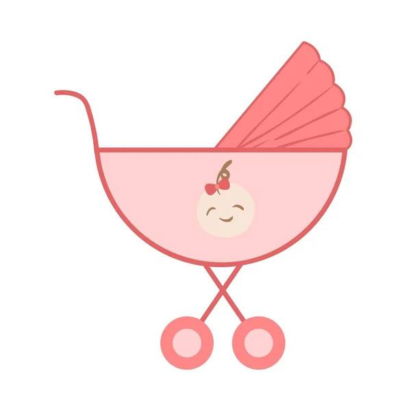 Yeni Doğmuş Bebek Kız Çizimi Doğum Günü Kızları Eşyaları Beyaz — Stok Vektör