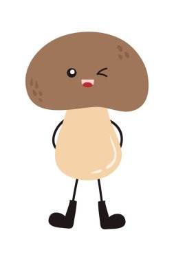 Çizgi film sebze karakter çıkartması. Düz stilde komik bir ifade. Yemek emojisi. Beyaz arka planda izole edilmiş komik sebze karakterleri, şirin ve komik meyve seti vektör çizimi