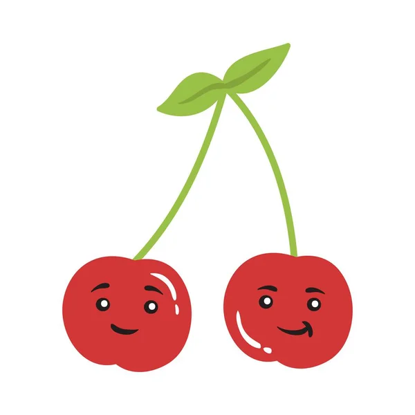 Cartoon Fruit Karakter Sticker Grappige Emoticon Platte Stijl Voedsel Emoji — Stockvector