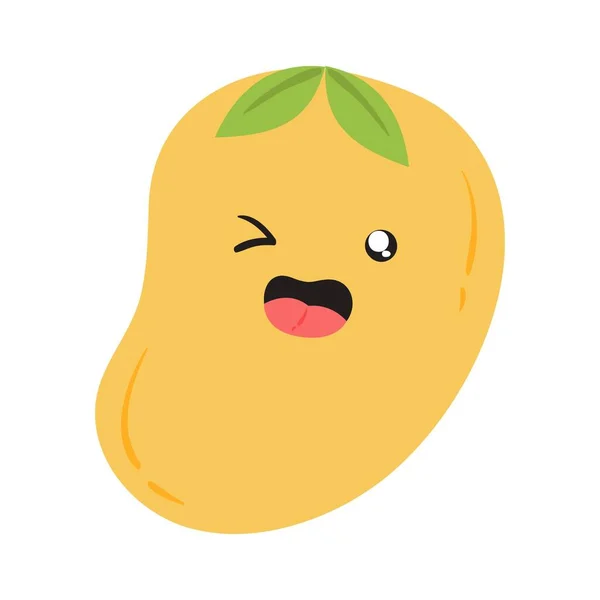 Cartoon Fruit Karakter Sticker Grappige Emoticon Platte Stijl Voedsel Emoji — Stockvector