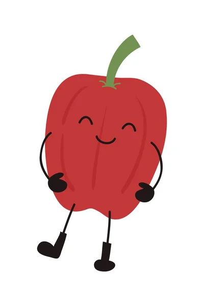 Карикатурная Наклейка Изображением Овощей Смешной Смайлик Плоском Стиле Еда Смайлик — стоковый вектор