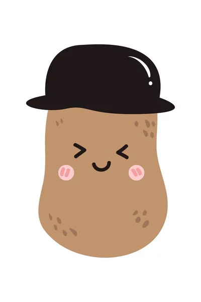 Adesivo Personaggio Vegetale Cartone Animato Emoticon Divertente Stile Piatto Emoji — Vettoriale Stock