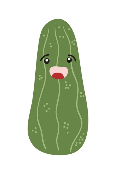 Cartoon Vegetable Character Sticker Funny Emoticon Flat Style Food Emoji — Stock Vector