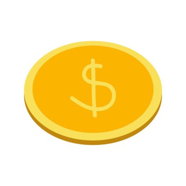 Para düz çizim. Dolar ve altın para yığını. Zenginlik ve bankacılık ikonu. Beyaz arkaplanda izole.