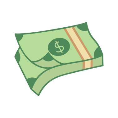 Para düz çizim. Dolar ve altın para yığını. Zenginlik ve bankacılık ikonu. Beyaz arkaplanda izole.