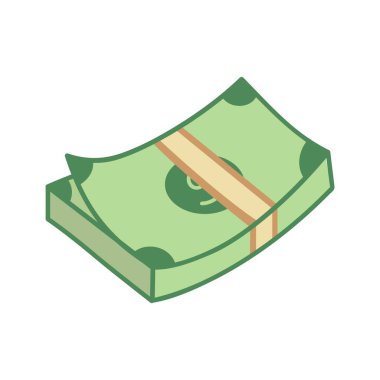 Para düz çizim. Dolar ve altın para yığını. Zenginlik ve bankacılık ikonu. Beyaz arkaplanda izole.