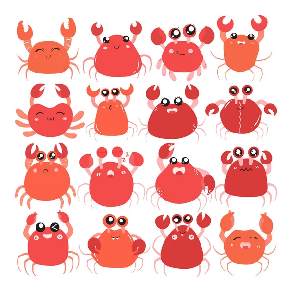 Niedliche Krabben Illustration Isolated White — Stockvektor