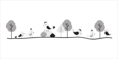 Kuş Bölme Çizgi Filmi Çizimi. Kart, Davetiye ve Dekorasyon İçin Şirin Kuş Çizgisi.