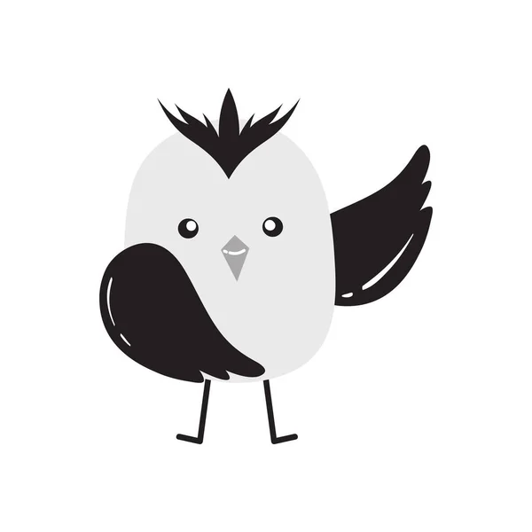 Garabato Monocromo Para Decoración Dibujos Animados Lindo Pájaro Ilustración Ilustración — Vector de stock