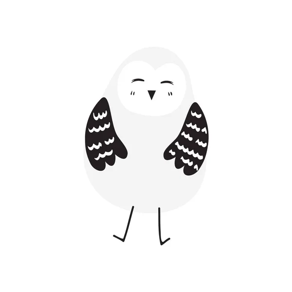 Černobílý Pták Pro Dekoraci Cartoon Roztomilý Pták Ilustrace Ručně Kreslený — Stockový vektor
