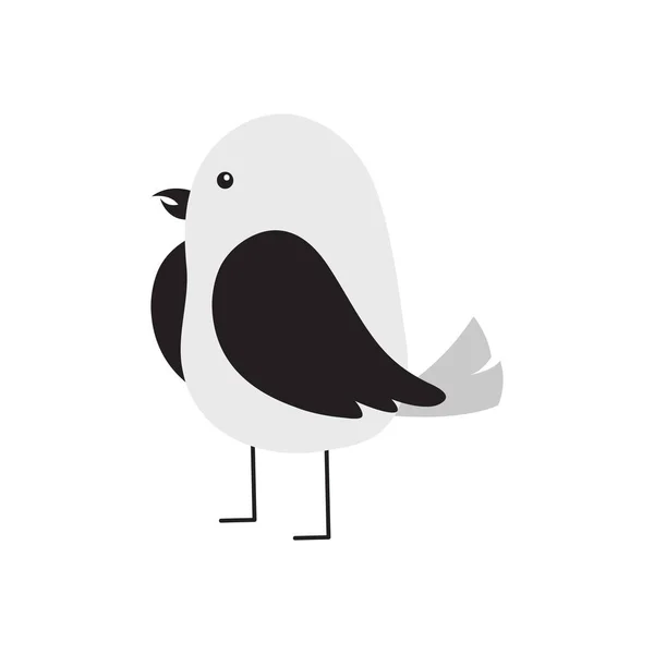 Garabato Monocromo Para Decoración Dibujos Animados Lindo Pájaro Ilustración Ilustración — Vector de stock
