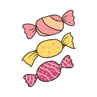 Şekerleme Çizgi Filmi Beyazlar Altında İzole Edildi. Tatlı şeker karikatür resimleri