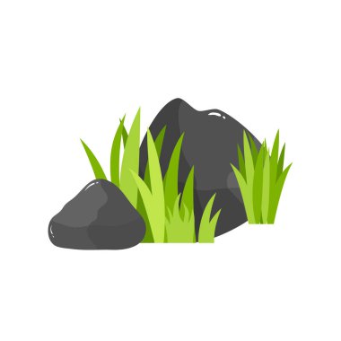 Kaya Taşı Çizgi Filmi Beyazlar Arasında İzole Edildi. Grass Rock Çizgi Film Çizimi