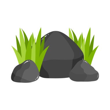 Kaya Taşı Çizgi Filmi Beyazlar Arasında İzole Edildi. Grass Rock Çizgi Film Çizimi