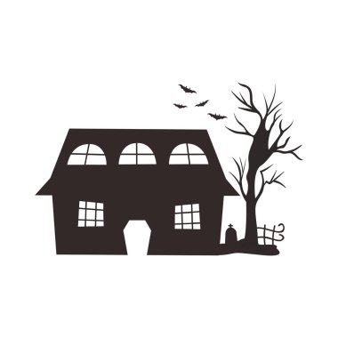 Perili Ev Silueti Resimleri Beyaz Arkaplanda İzole Edildi