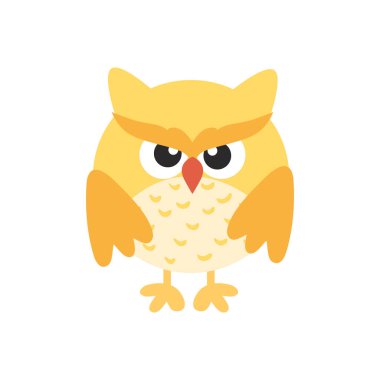 Beyaz arka planda izole edilmiş Sevimli Baykuş Çizimi