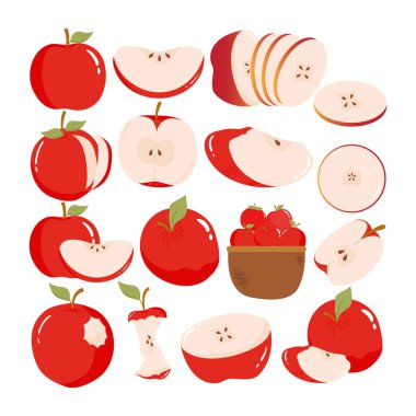 Elma Resimleri Beyaz Arkaplanda İzole Edildi