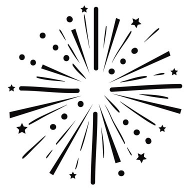 Havai fişek kutlaması dekoru vektör çizimi beyazla izole edilmiş. havai fişek silueti