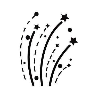 Havai fişek kutlaması dekoru vektör çizimi beyazla izole edilmiş. havai fişek silueti