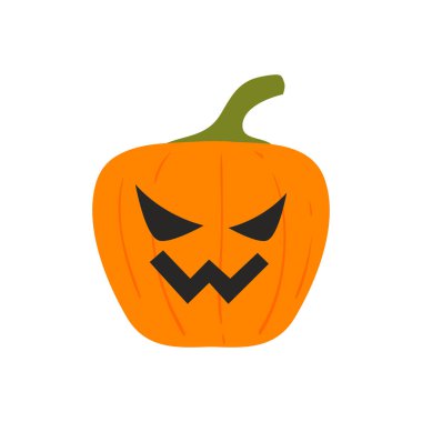 Korkunç Cadılar Bayramı balkabağı suratları. Ürkütücü gülümsemeler. Sonbahar Cadılar Bayramı kutlaması için şeytani balkabağı. Beyaz arka plandaki ürkütücü yüz izole edildi. Komik cadılar bayramı için balkabağı süslemesi