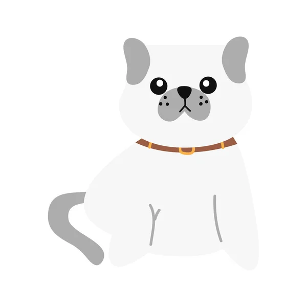 Leuke Puppy Illustratie Platte Stijl Geïsoleerd Het Wit — Stockvector